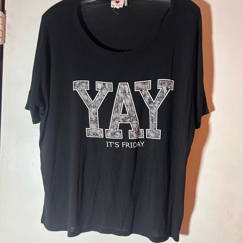 Black Graphic Tee - Yay It's Friday